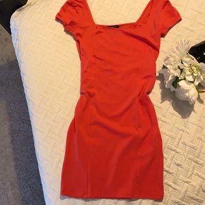 Coral fitted dress by forever 21 -SM
